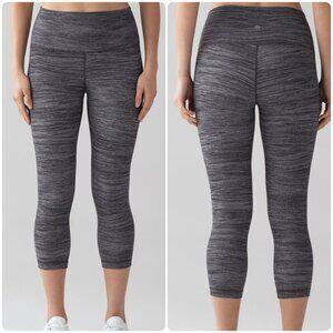 Lululemon Wunder Under Hi-Rise Crop 21" Leggings in Bit Point Ice Grey Black - 4